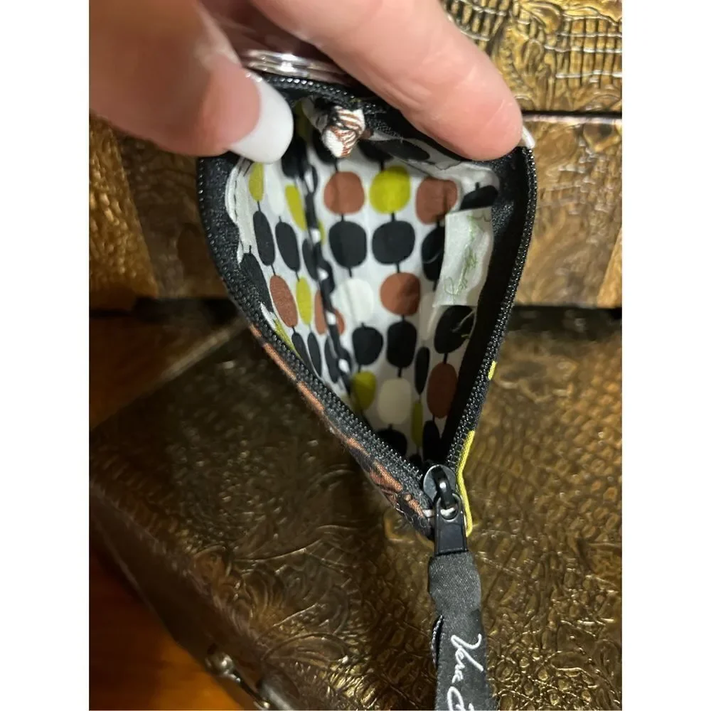 Vera Bradley Cocoa Miss Zip ID Cade Keychain EUC